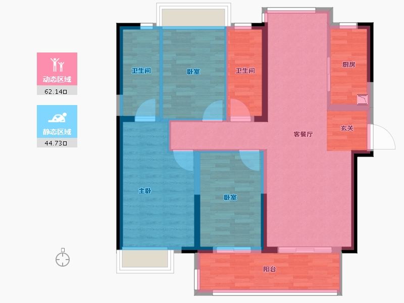 湖南省-长沙市-湘江富力城-96.00-户型库-动静分区