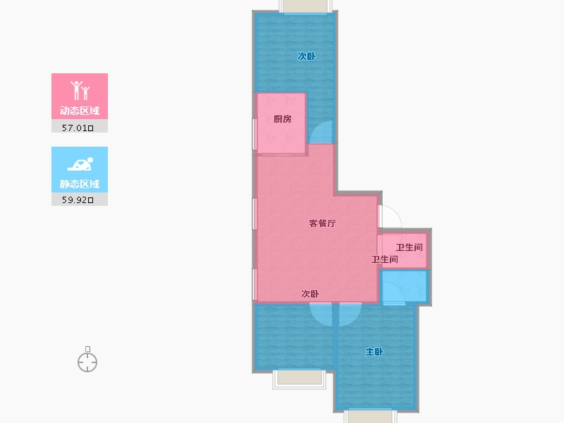 山东省-威海市-亨泰帝景湾-107.01-户型库-动静分区