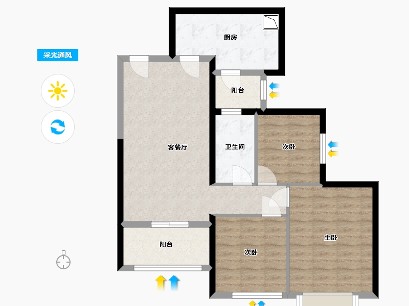 湖南省-长沙市-长沙恒大清澜苑-77.96-户型库-采光通风