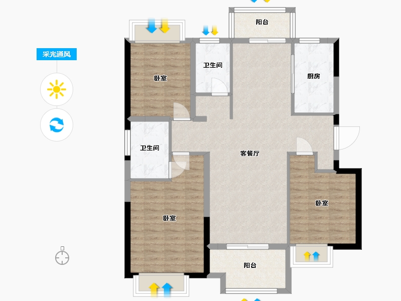 湖北省-武汉市-航城丽都-101.45-户型库-采光通风