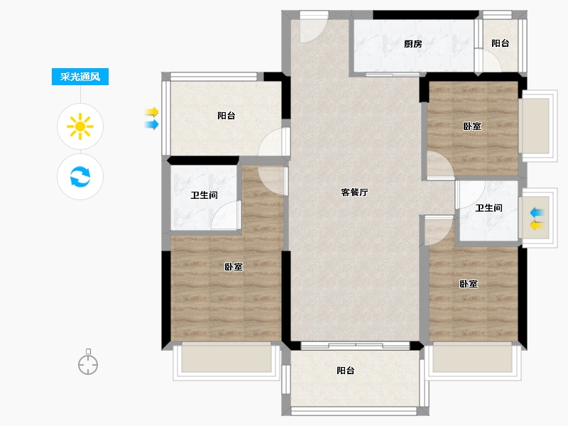 广东省-惠州市-世纪金湖-80.59-户型库-采光通风