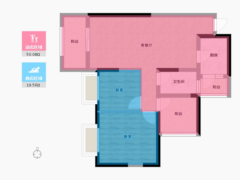 广东省-惠州市-天健阳光花园-60.87-户型库-动静分区