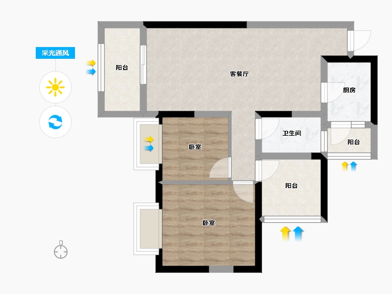 广东省-惠州市-天健阳光花园-60.87-户型库-采光通风