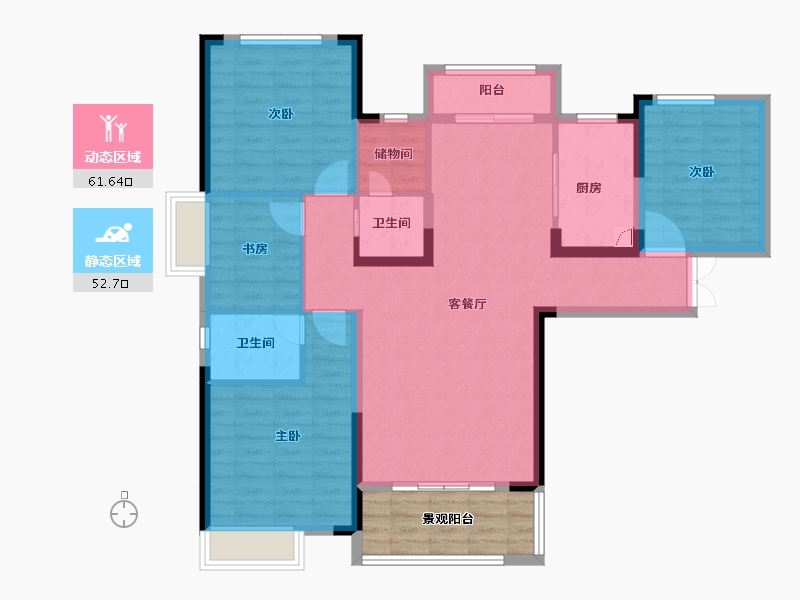 湖南省-长沙市-大汉月亮河畔-109.34-户型库-动静分区