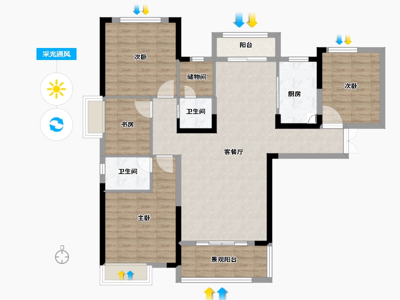 湖南省-长沙市-大汉月亮河畔-109.34-户型库-采光通风