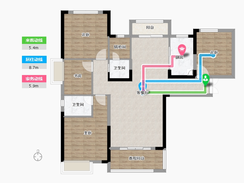 湖南省-长沙市-大汉月亮河畔-109.34-户型库-动静线