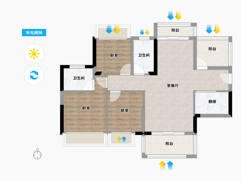 广东省-惠州市-世纪金湖-78.13-户型库-采光通风