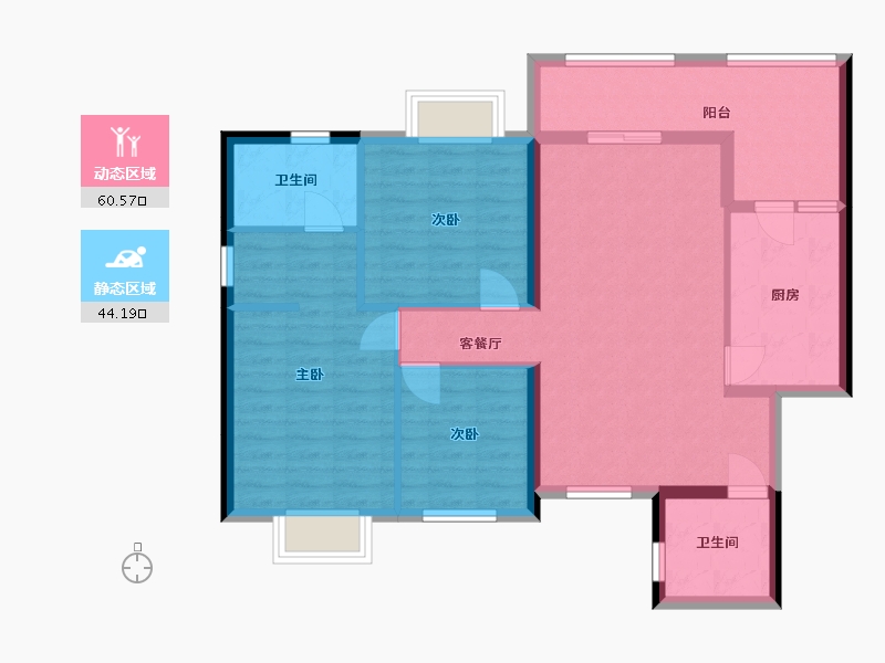 湖南省-长沙市-长沙恒大清澜苑-93.91-户型库-动静分区