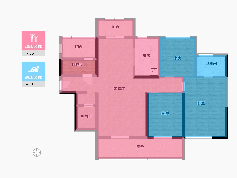 湖南省-株洲市-金轮津桥华府-107.82-户型库-动静分区