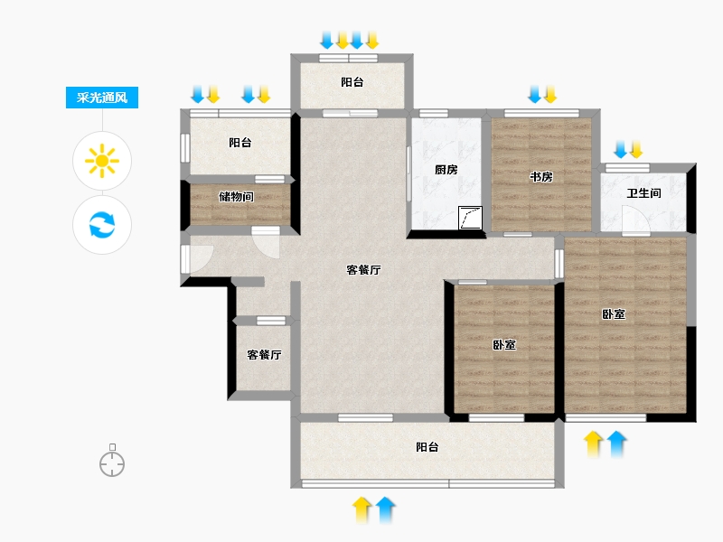 湖南省-株洲市-金轮津桥华府-107.82-户型库-采光通风