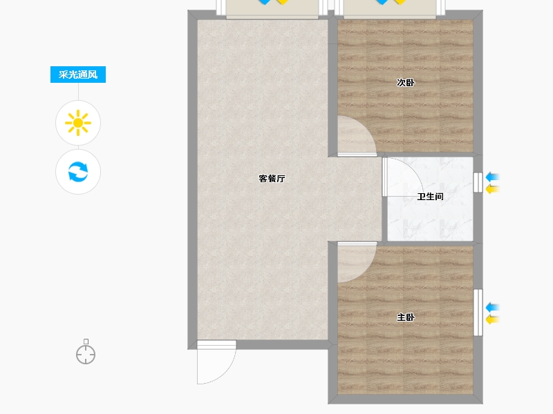 山东省-威海市-亨泰帝景湾-64.84-户型库-采光通风