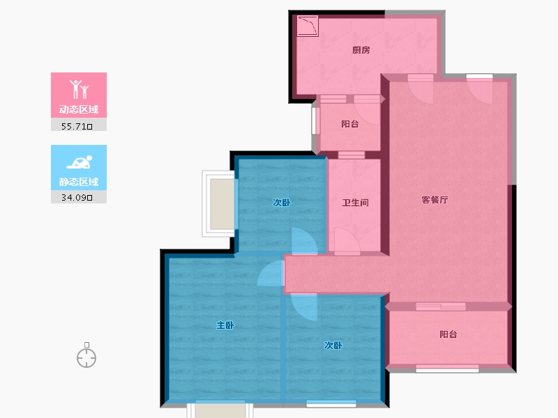 湖南省-长沙市-长沙恒大清澜苑-79.76-户型库-动静分区