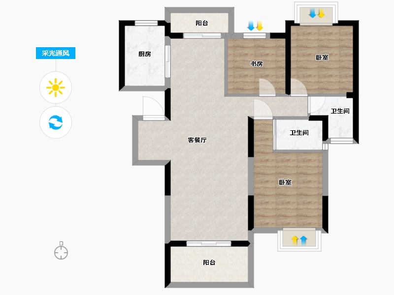 湖北省-武汉市-维纳春天-84.80-户型库-采光通风