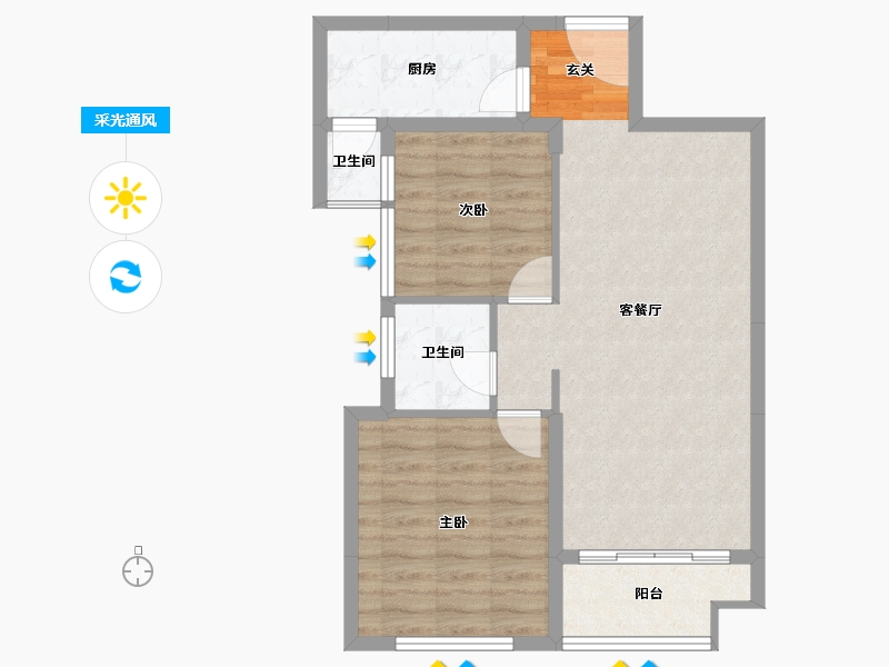 山东省-淄博市-茂业华府-67.31-户型库-采光通风