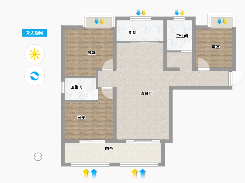 湖北省-孝感市-西岳鑫城-94.00-户型库-采光通风