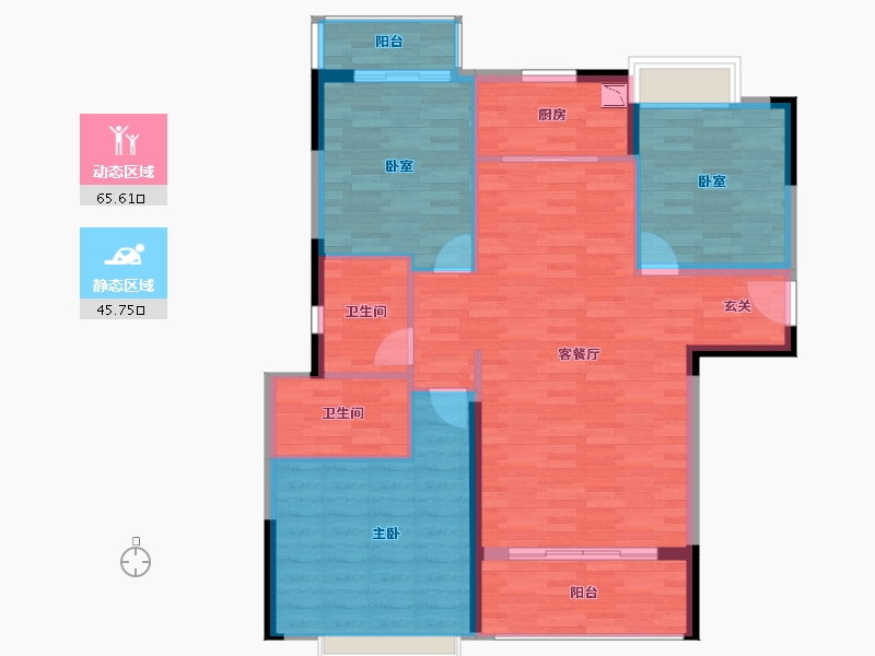 湖南省-长沙市-湘江富力城-101.68-户型库-动静分区