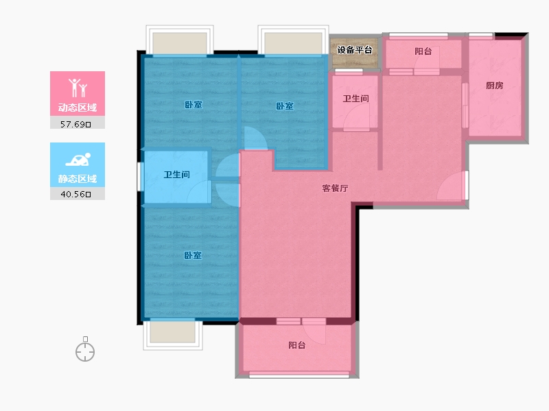 湖北省-孝感市-全洲天悦-89.53-户型库-动静分区