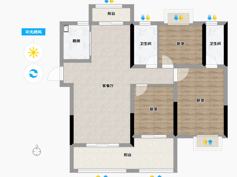 湖北省-孝感市-西岳鑫城-96.69-户型库-采光通风