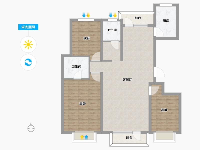 山东省-东营市-东亚清风小镇-109.94-户型库-采光通风