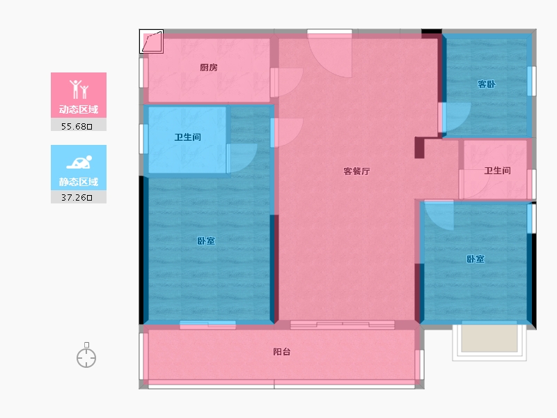 湖北省-黄石市-尚湖湾·尚书院-83.52-户型库-动静分区