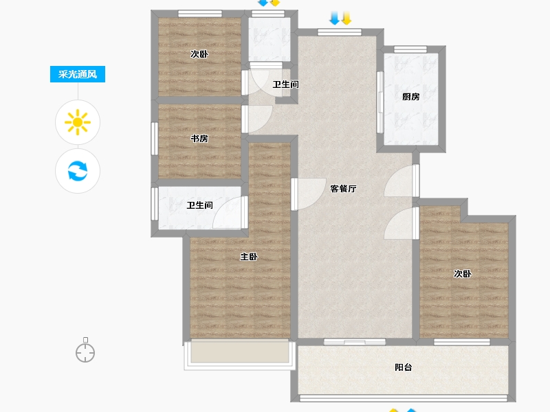 安徽省-蚌埠市-煜华里-114.00-户型库-采光通风