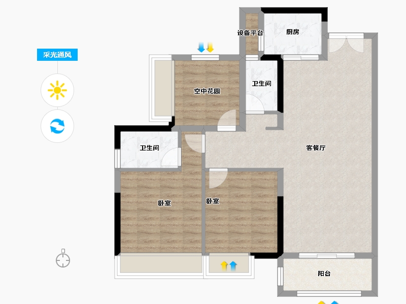 广东省-江门市-奥园·禧悦臺-89.42-户型库-采光通风