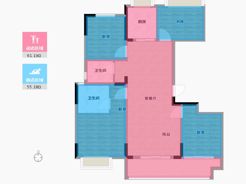 湖北省-武汉市-清能熙悦台-104.36-户型库-动静分区