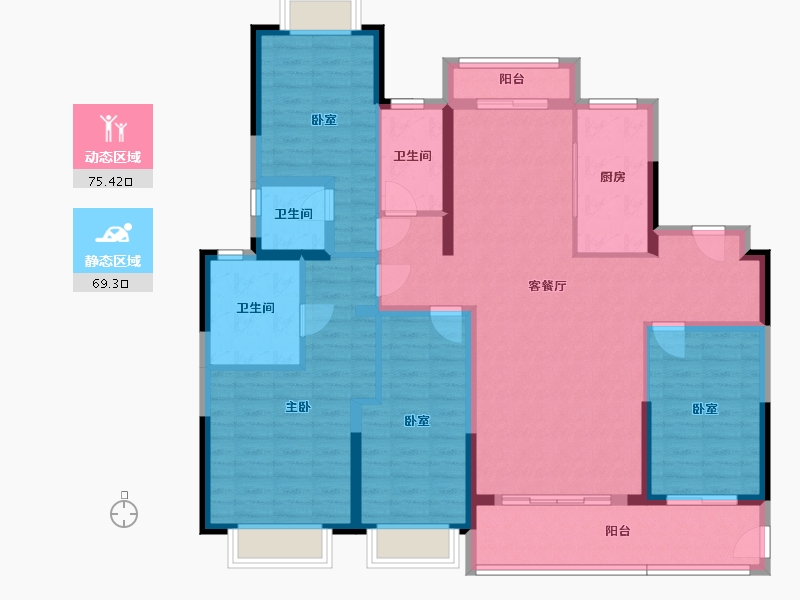 湖北省-武汉市-保利江锦-130.04-户型库-动静分区