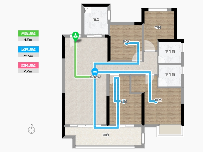 湖南省-长沙市-弘阳时光里-93.94-户型库-动静线