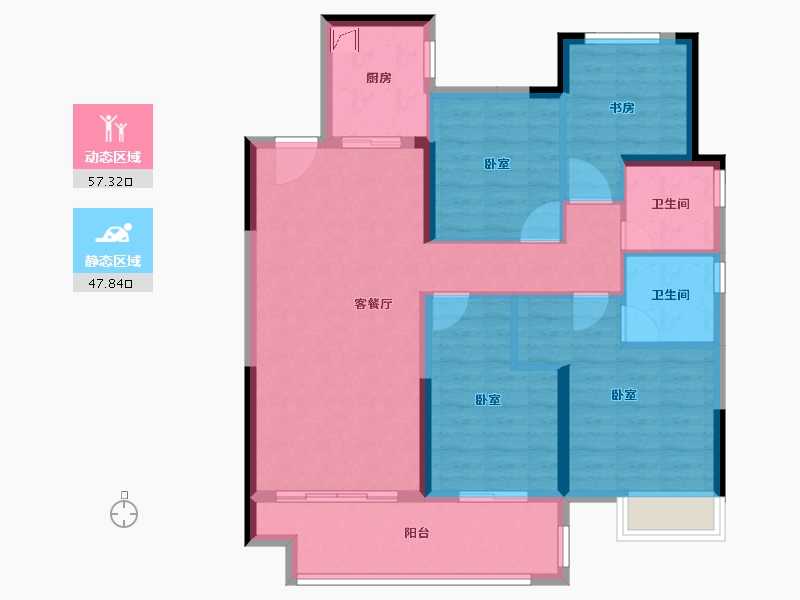 湖南省-长沙市-弘阳时光里-93.94-户型库-动静分区