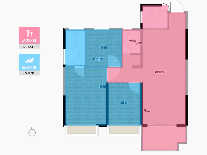 湖北省-黄石市-中乾融 ·龙台-102.00-户型库-动静分区