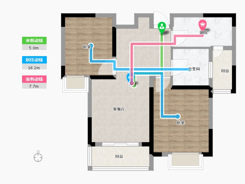 浙江省-绍兴市-合生杭州湾国际新城-74.00-户型库-动静线