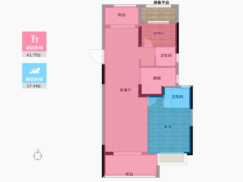 浙江省-宁波市-观山名邸-74.00-户型库-动静分区