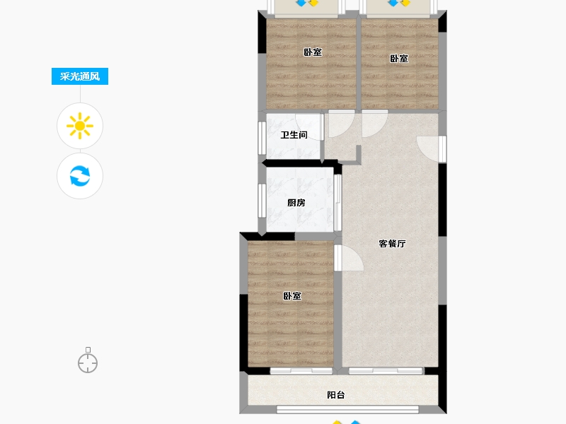 湖北省-武汉市-清能熙悦台-70.01-户型库-采光通风