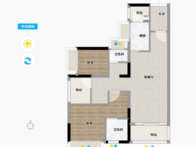 广东省-广州市-招商曦岸-74.10-户型库-采光通风