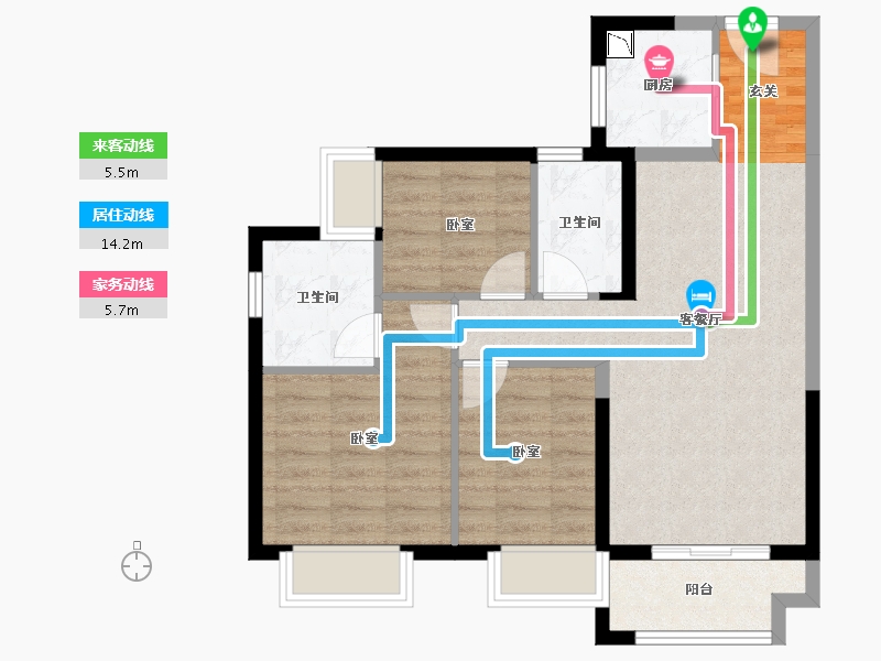 湖南省-长沙市-长沙雅居乐新地-70.69-户型库-动静线