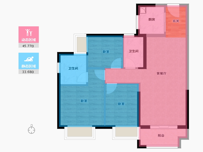 湖南省-长沙市-长沙雅居乐新地-70.69-户型库-动静分区