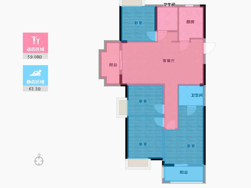 湖北省-武汉市-美联城观-110.25-户型库-动静分区