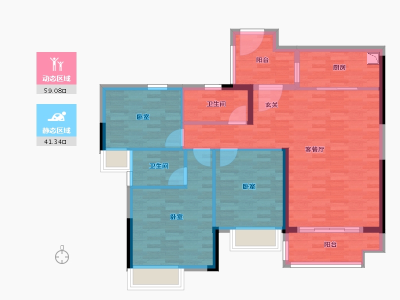 湖南省-长沙市-湘江富力城-90.22-户型库-动静分区