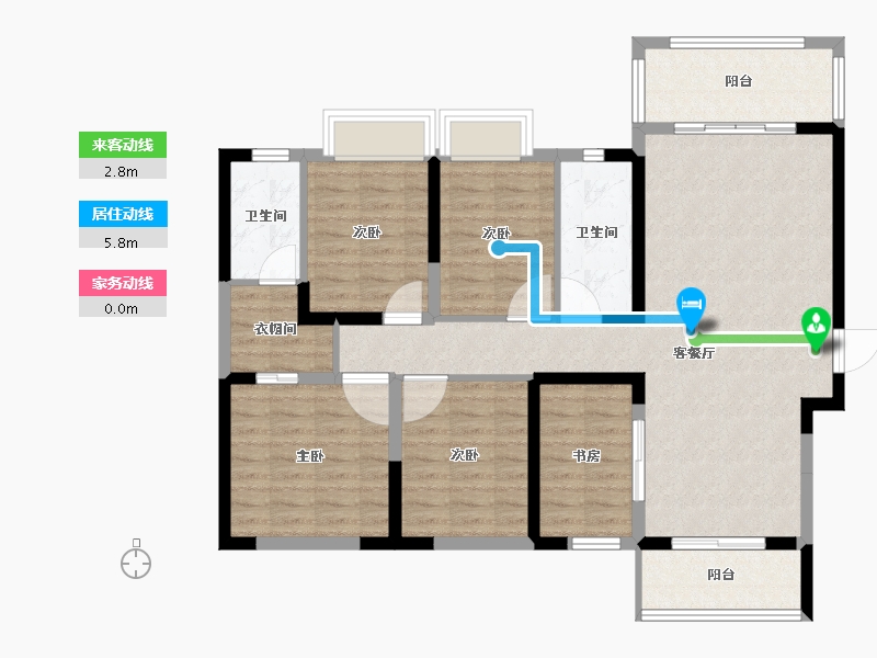 湖南省-长沙市-美的院子-108.54-户型库-动静线