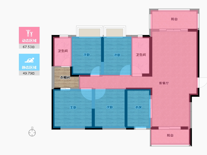 湖南省-长沙市-美的院子-108.54-户型库-动静分区