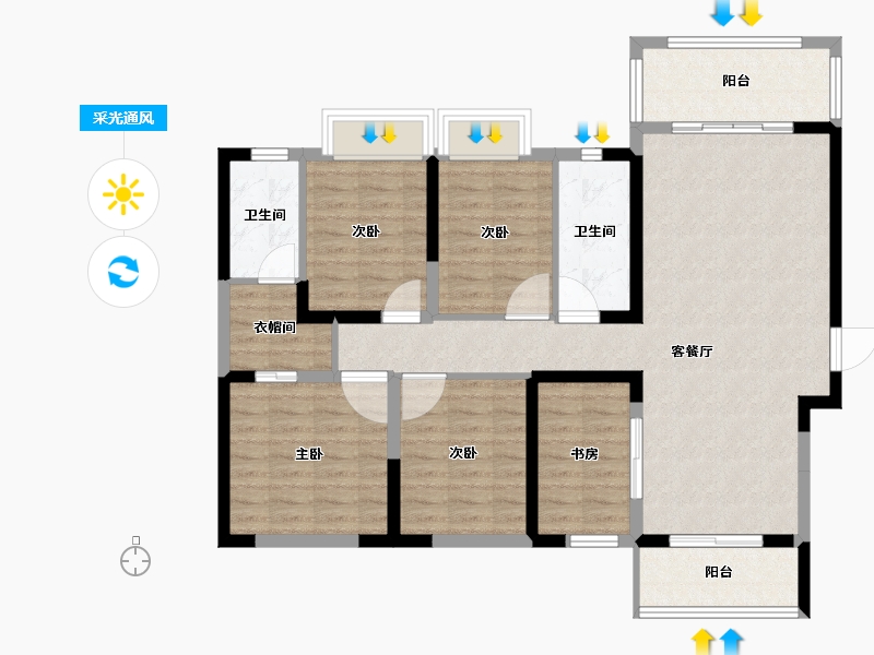 湖南省-长沙市-美的院子-108.54-户型库-采光通风