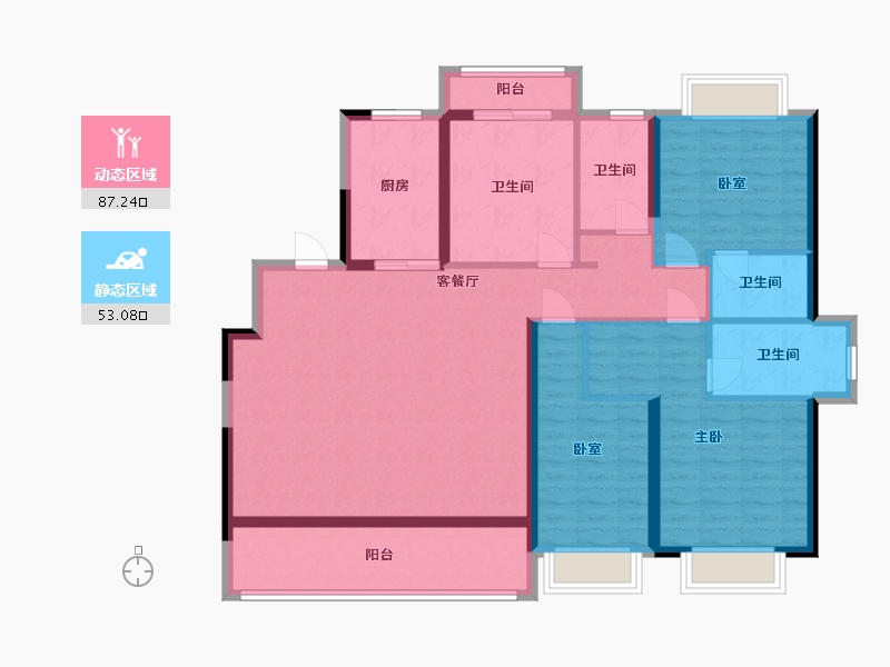 湖北省-武汉市-保利江锦-125.67-户型库-动静分区