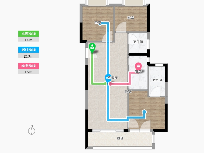 湖北省-武汉市-景瑞清能江南悦-76.00-户型库-动静线