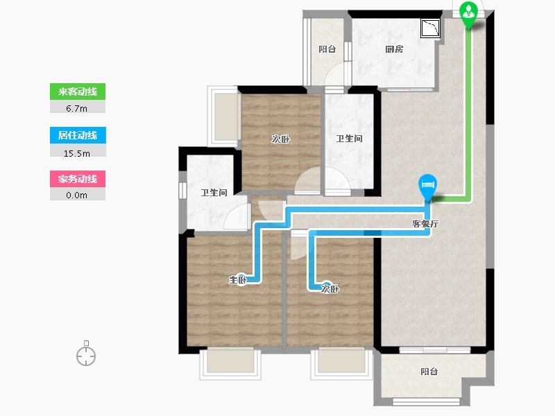 湖南省-长沙市-美的院子-89.41-户型库-动静线