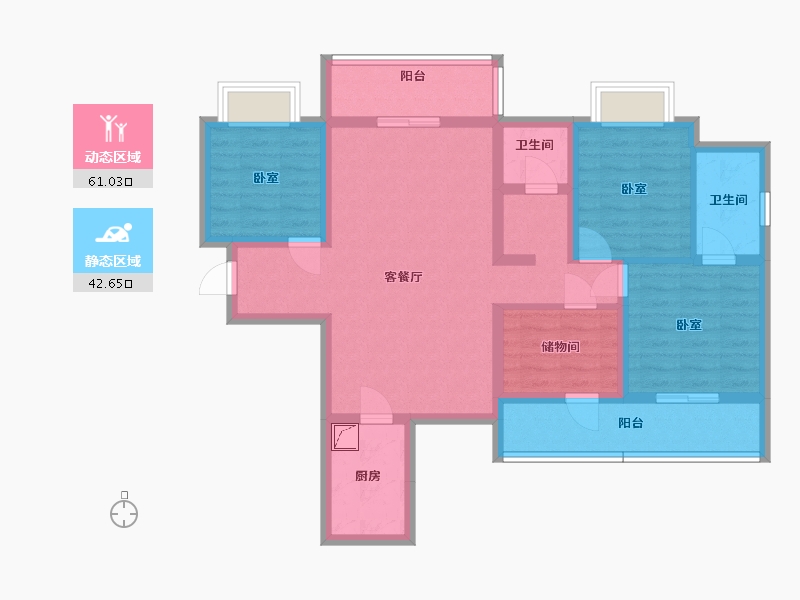 湖南省-株洲市-金轮津桥华府-90.54-户型库-动静分区