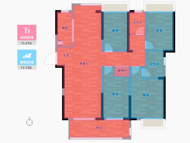 湖南省-长沙市-湘江富力城-112.00-户型库-动静分区