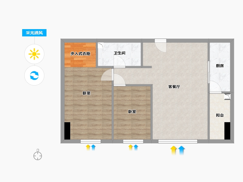 湖北省-武汉市-ICC铂庭-67.86-户型库-采光通风