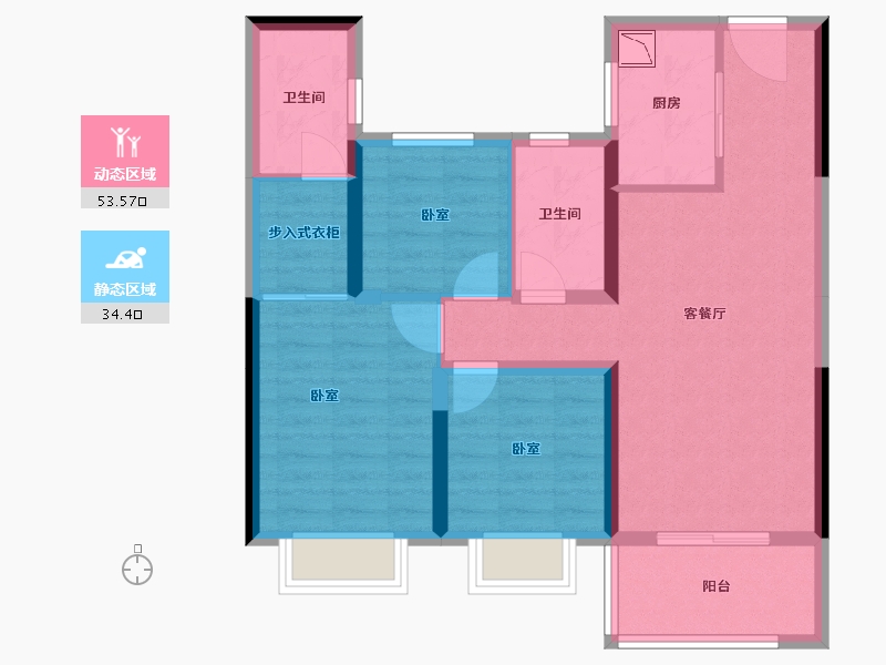 湖北省-宜昌市-长阳碧桂园-77.55-户型库-动静分区