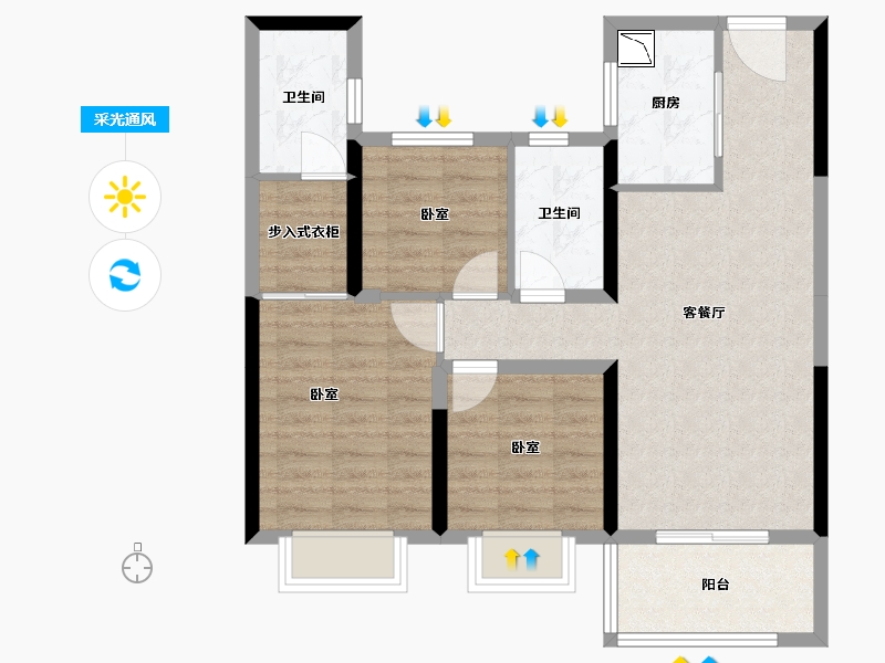 湖北省-宜昌市-长阳碧桂园-77.55-户型库-采光通风